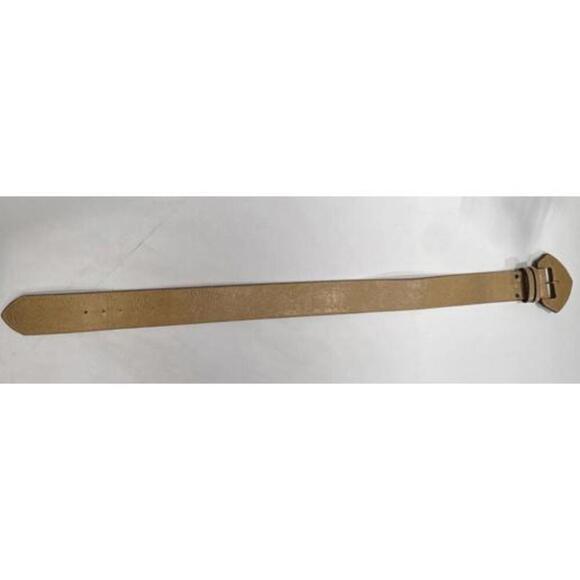 Vintage Sandy Duftler Y2K 90s Tan Leather Chunky Buckle Statement Belt 25-28” XS main image 7